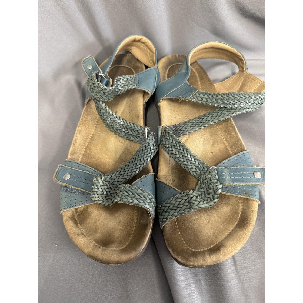 Earth Origins Stella Shoes Womens Size 11M Blue Sandals Leather Comfort Walking